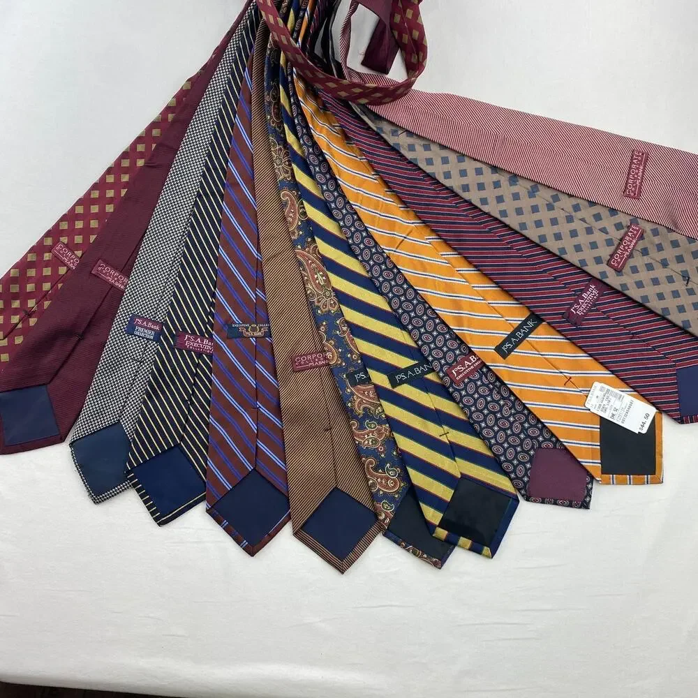 Lot of 13 JOS A BANK 100% Silk Necktie Striped Paisley Geometric Ties USA VTG